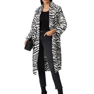 Victor Alfaro Collective Oversized Zebra Print Blazer Jacket Duster Animal Print